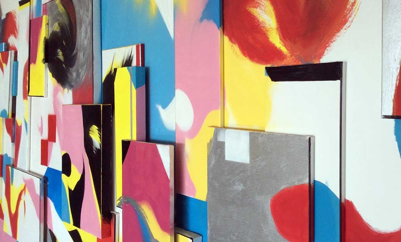 Abstraction-DutyGorn-polyptych Detail of Abstracti-On by DutyGorn showing geometric forms and intersecting lines