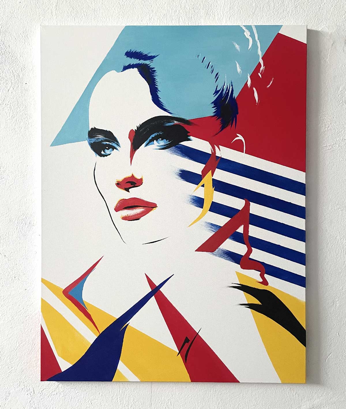 Idealized woman framed by harmonious waves of color and form.