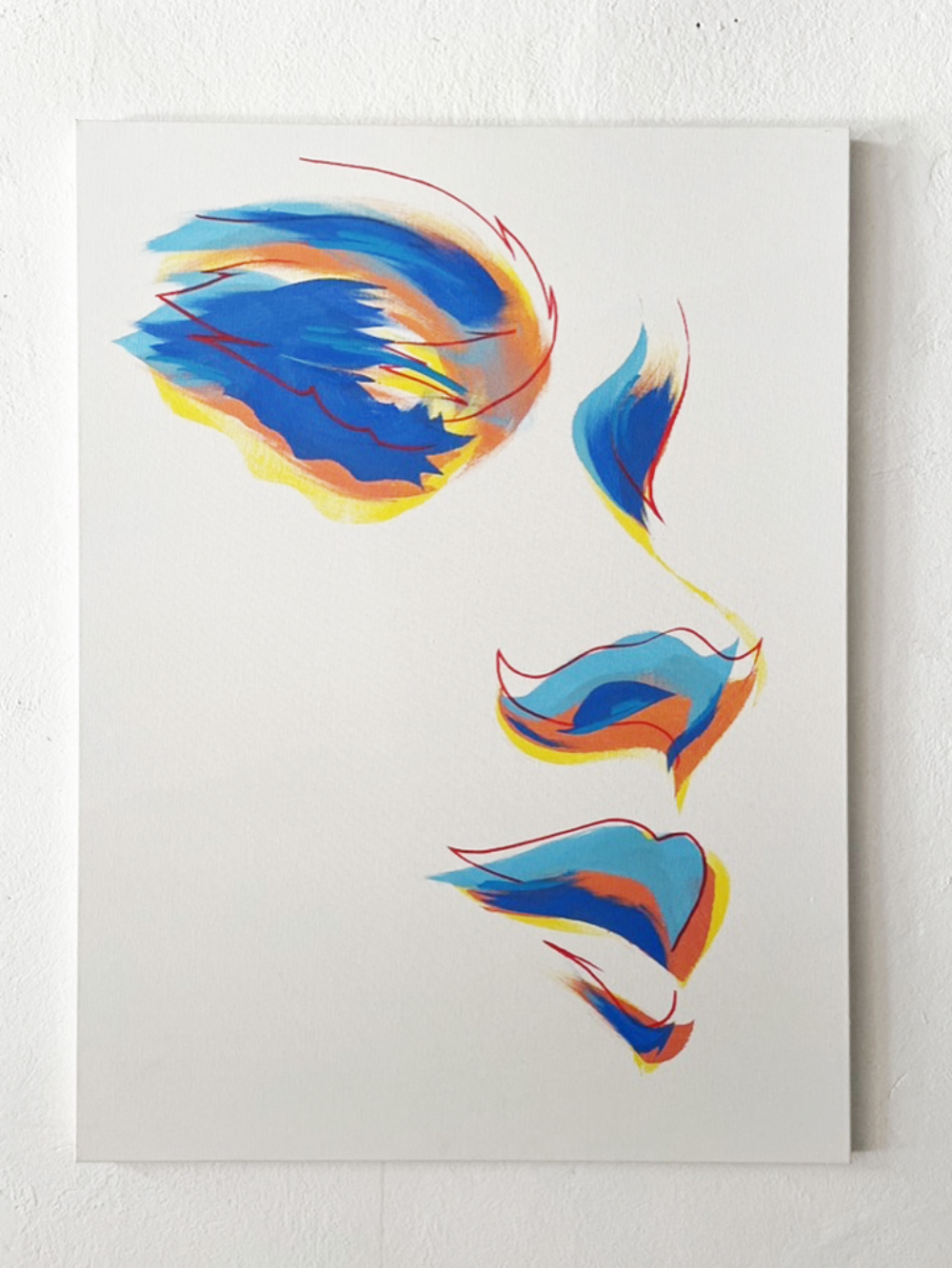 Intimate close-up where the female gaze dissolves into vibrant abstraction.