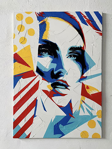 Female face composed from fragments of light, memory, and space.