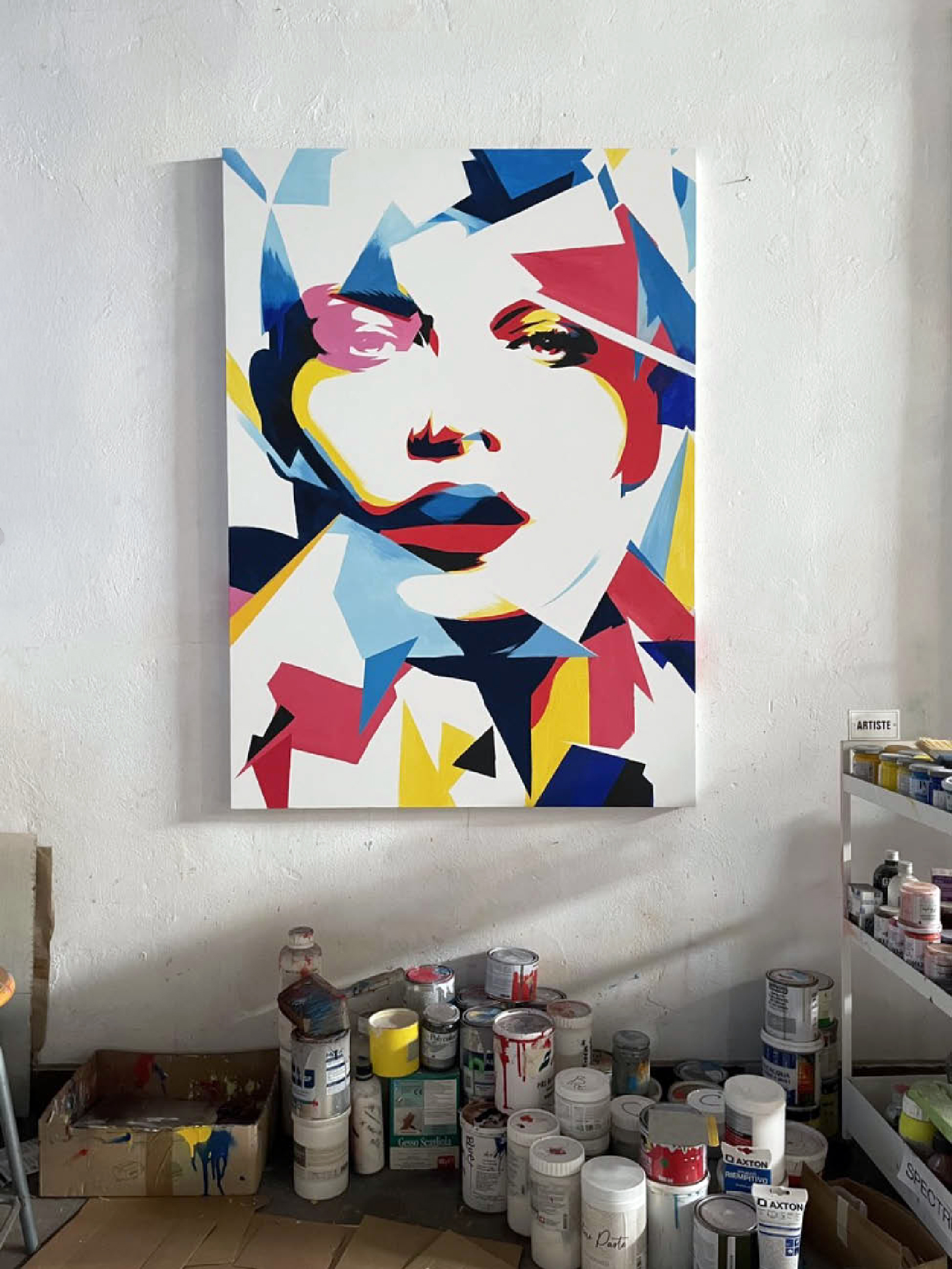 Edge, fragmented portrait painting by DutyGorn with flowing planes of color