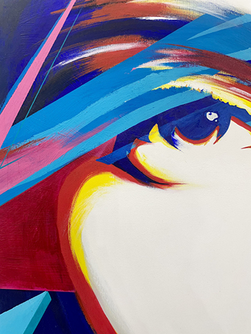Face reflecting the freedom and velocity of aerial landscapes.