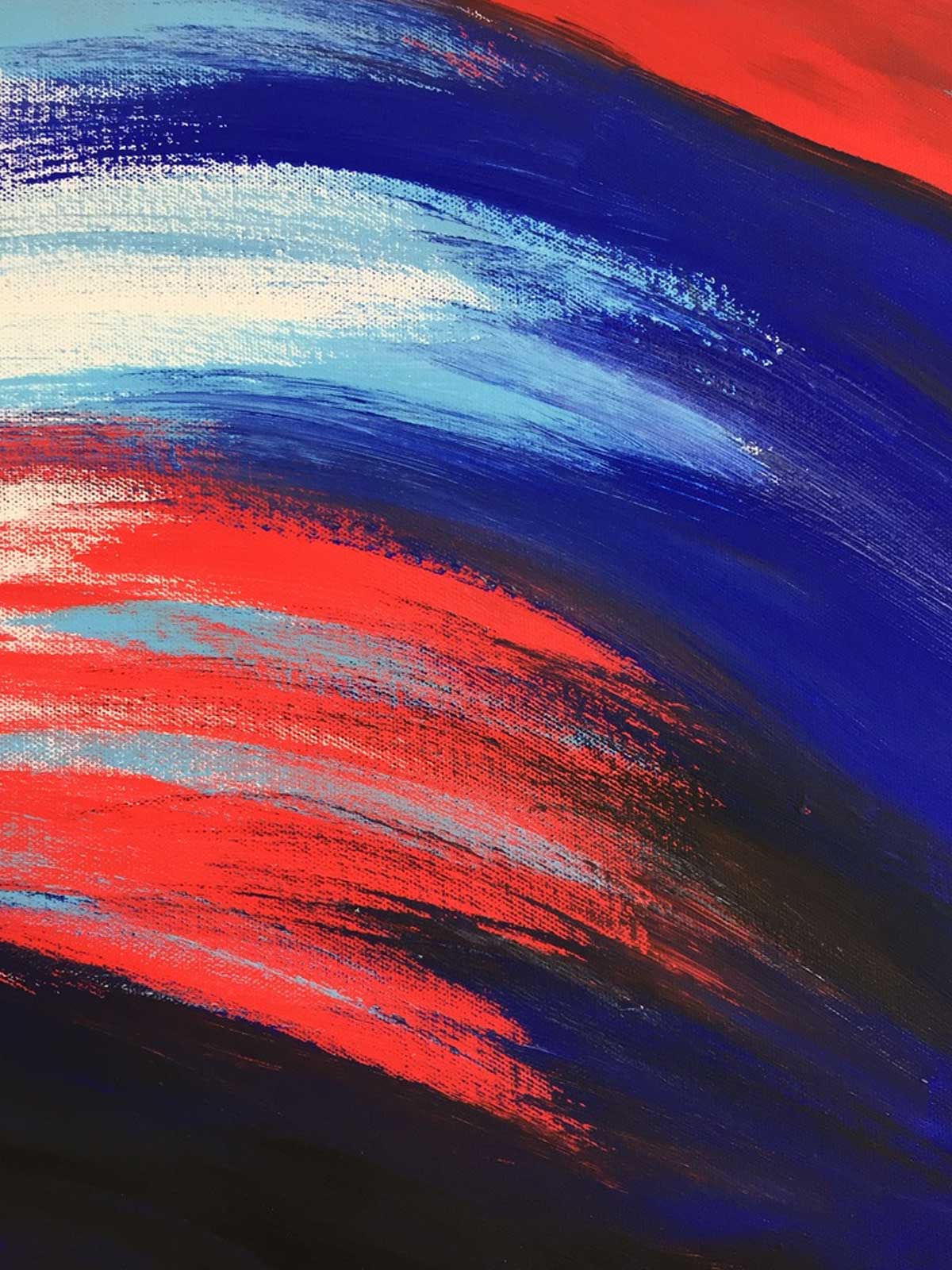 Colori come il vento Non è più sera, non è ancora mattino. È l’istante sospeso in cui il cielo dimentica chi è, e si lascia attraversare da pennellate leggere, come soffi d’aria che non hanno direzione. Il tramonto non si arrende del tutto, l’alba non reclama ancora il suo trono. Tra i due, nasce un abbraccio: un vortice di luce, arancio, rosa e blu, che danza libero sulla tela come un vento senza nome. In quell’incontro, c’è qualcosa di eterno. Non un momento del giorno, ma un sentimento: quello che resta quando tutto cambia.