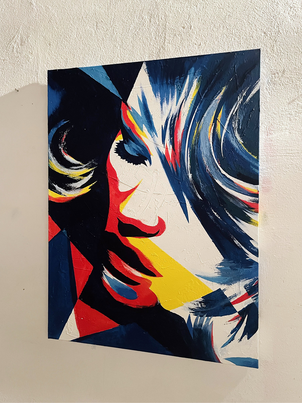 A fragmented visage floats in space, where every angle echoes the silent rhythm of a whisper.