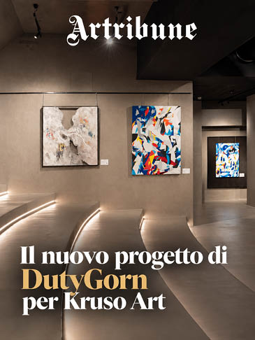 Artribune – Il nuovo progetto di DutyGorn per Kruso Art a Milano. Copertina dell'articolo con vista dell'allestimento della mostra Momentum e opere esposte.